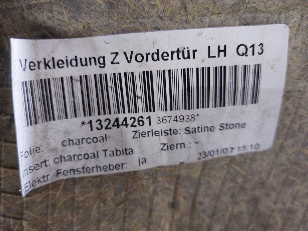 Обшивка двери передней левой (дверная карта) 09G90U Opel Astra купить на авторазборке