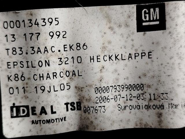 Обшивка крышки багажника 7F2GNA Opel Signum - Фото 9